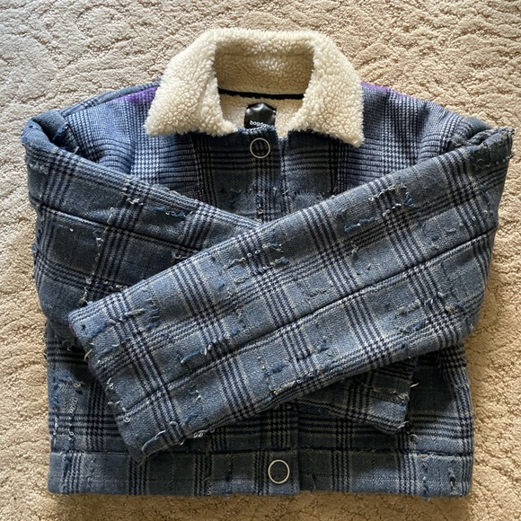 Blue and purple plaid Sherpa Bogar jacket ￼ - Picture 4 of 8